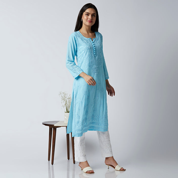 MAAHI DOBBY COTTON CHIKANKARI KURTI