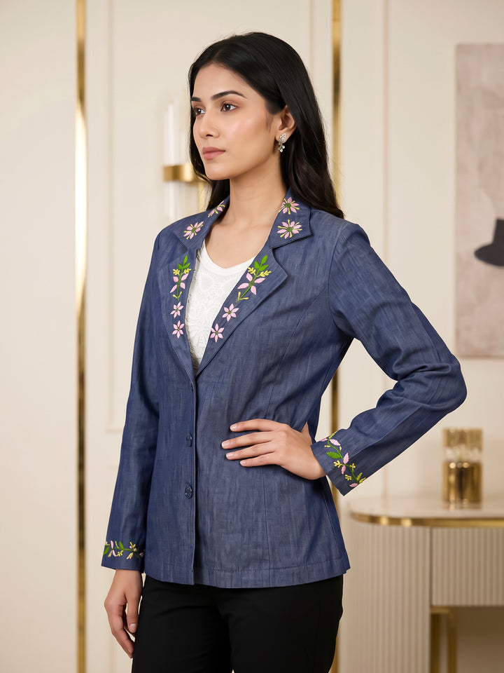 Chikankari Denim Jacket