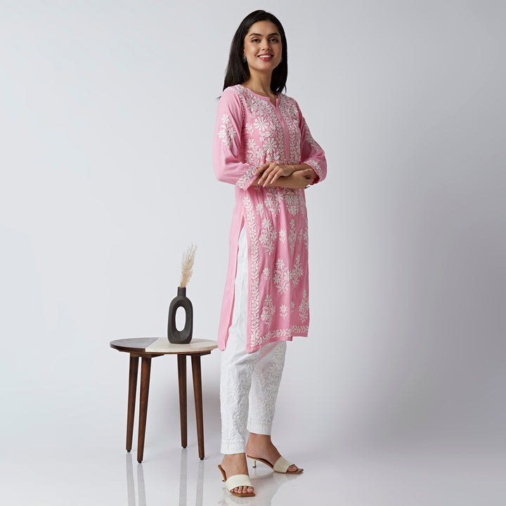 NEHA MODAL CHIKANKARI LONG KURTI