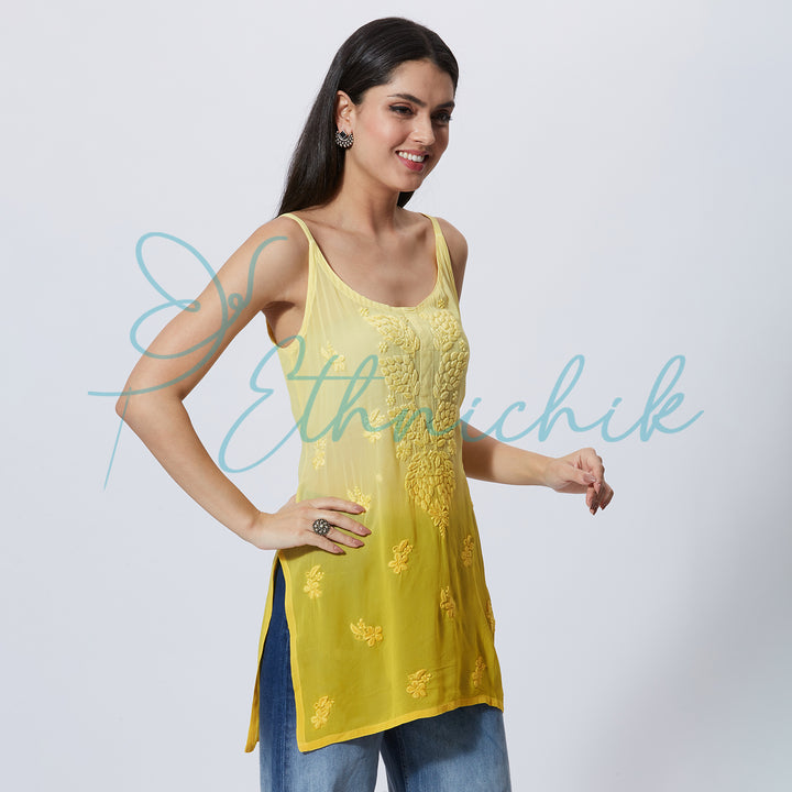 ELIANA GEORGETTE CHIKANKARI SPAGHETTI SHORT TOP