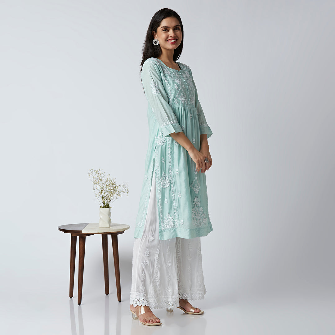 HEBA CHANDERI LONG KURTI