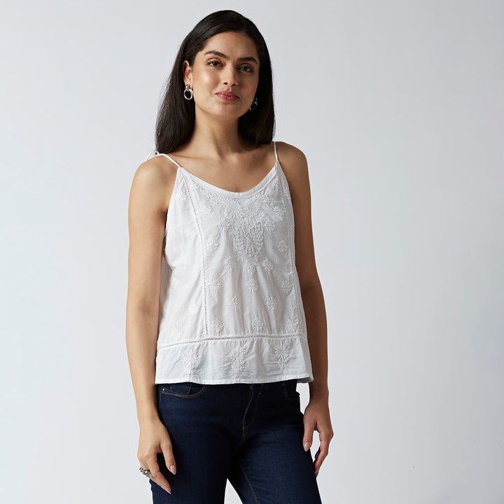 GENZ CUTE CHIKANKARI SHORT TOP