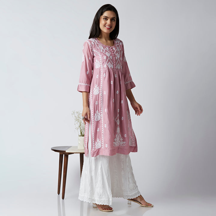 HEBA CHANDERI LONG KURTI