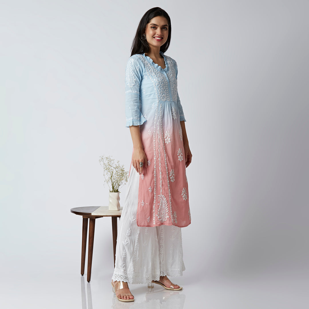 FARIA MUL COTTON CHIKANKARI NYRA KURTI