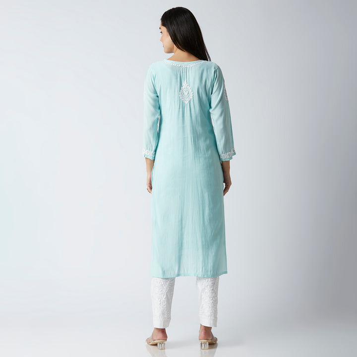 MAHAM MODAL CHIKANKARI LONG KURTI