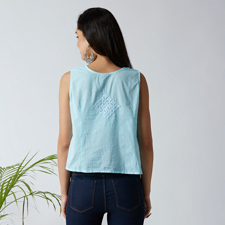 TRENDY COTTON CHIKANKARI CROP TOPS