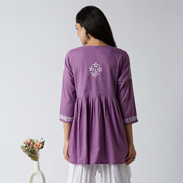 LUCIA COTTON CHIKANKARI SHORT KURTI