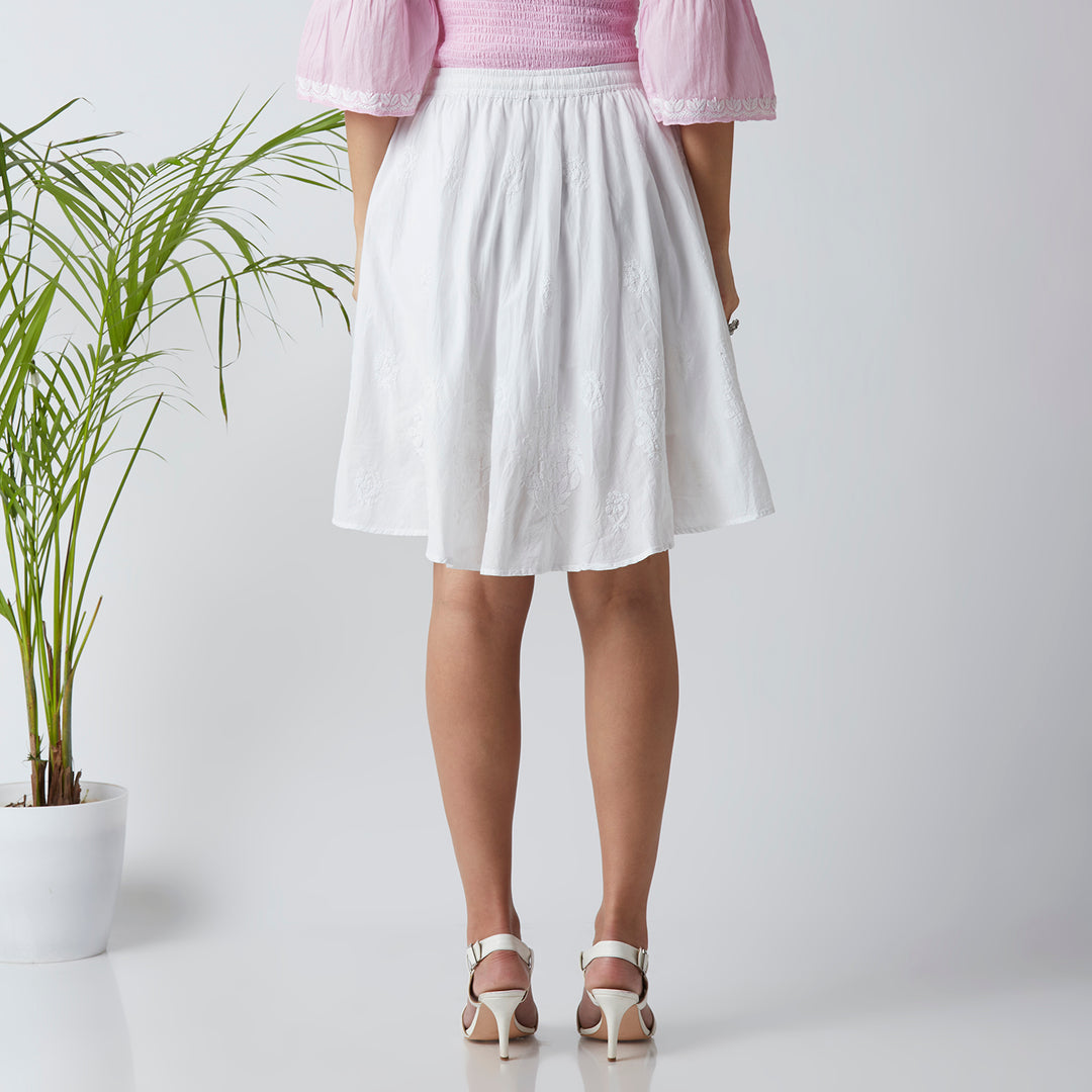 FEMININE CHARM COTTON CHIKANKARI SKIRT