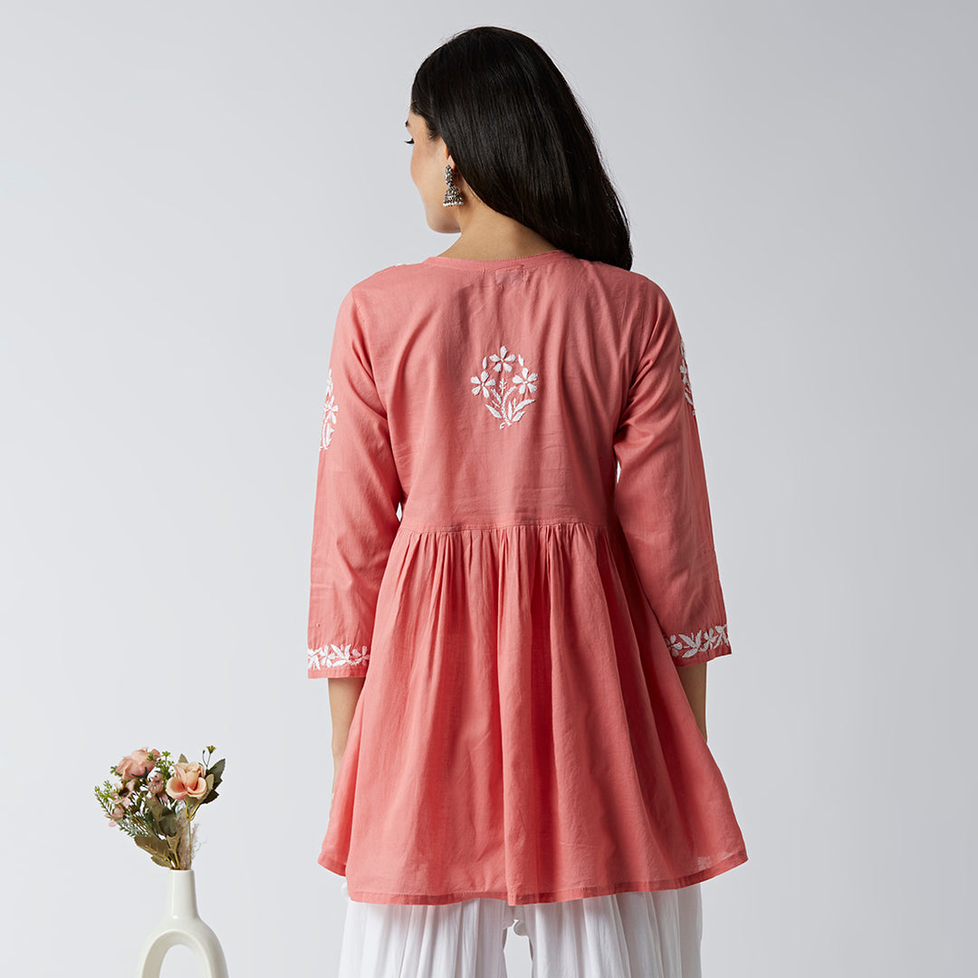 LUCIA COTTON CHIKANKARI SHORT KURTI