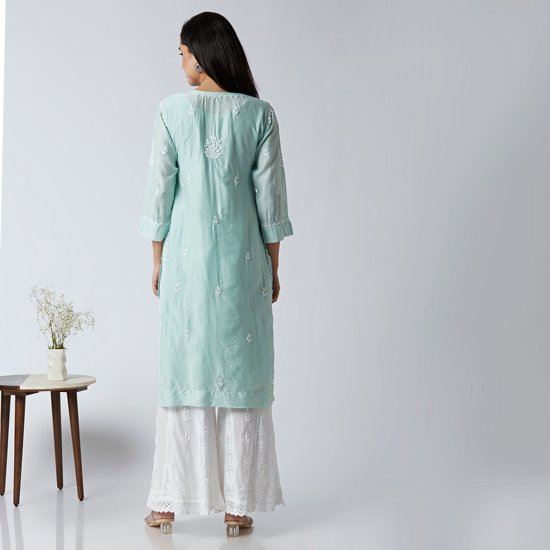 MAHAM MODAL CHIKANKARI LONG KURTI