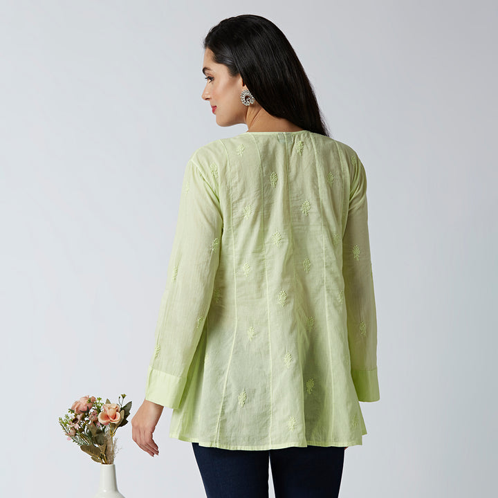 ALBA MUL COTTON CHIKANKARI SHORT TOP