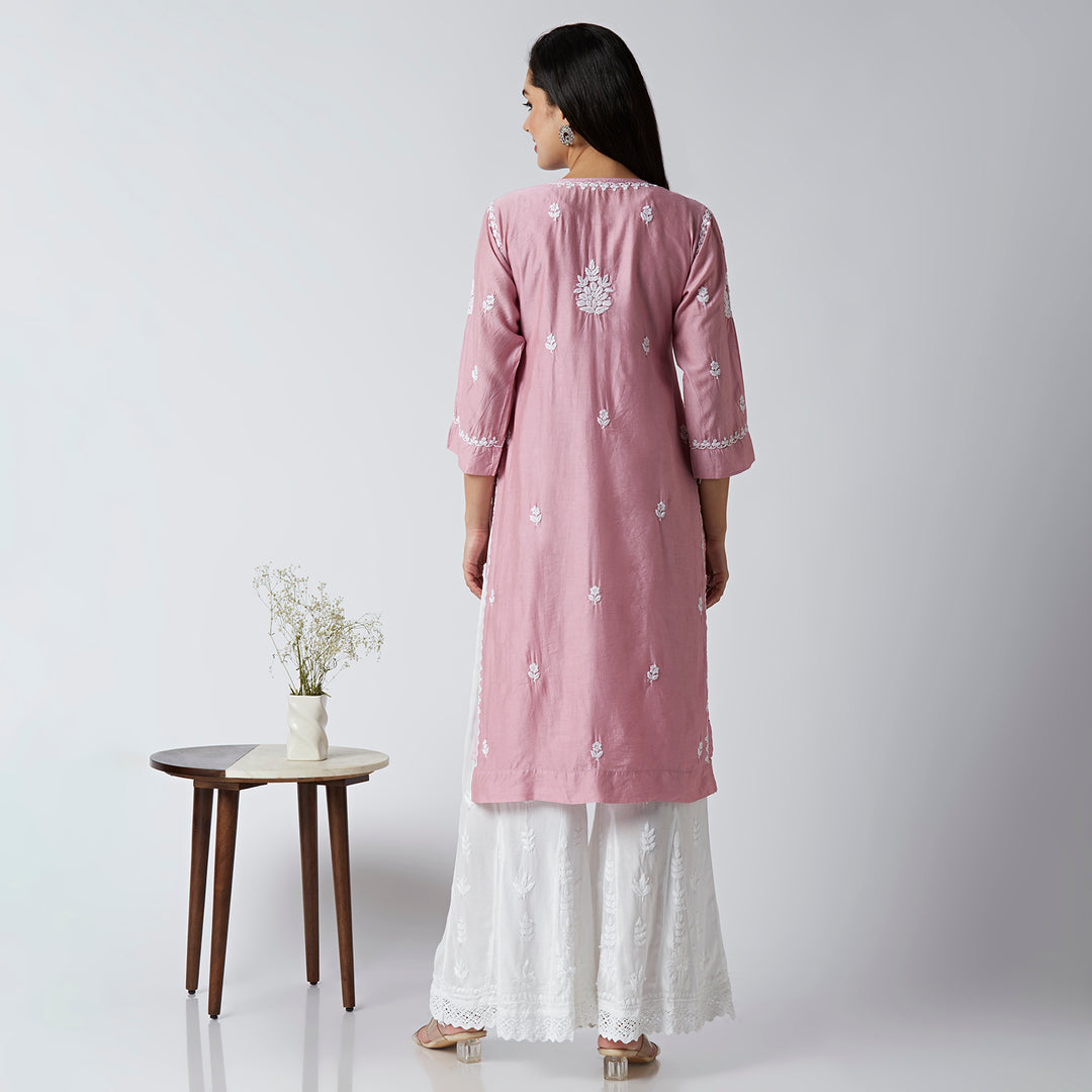 HEBA CHANDERI LONG KURTI