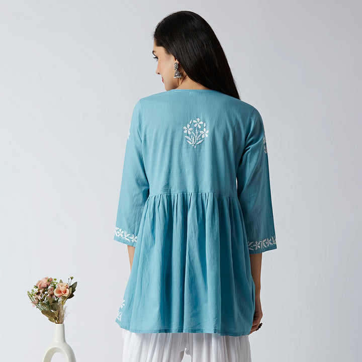 LUCIA COTTON CHIKANKARI SHORT KURTI