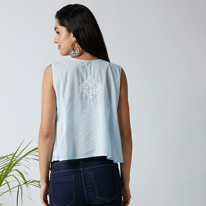 TRENDY COTTON CHIKANKARI CROP TOPS