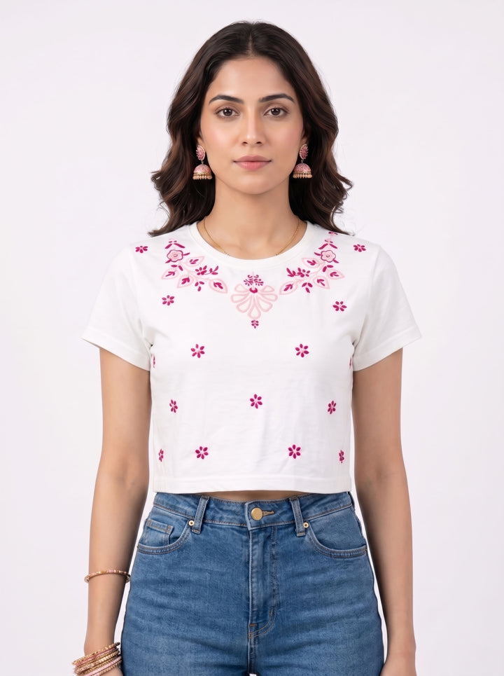 Jenny Chikankari short t shirt