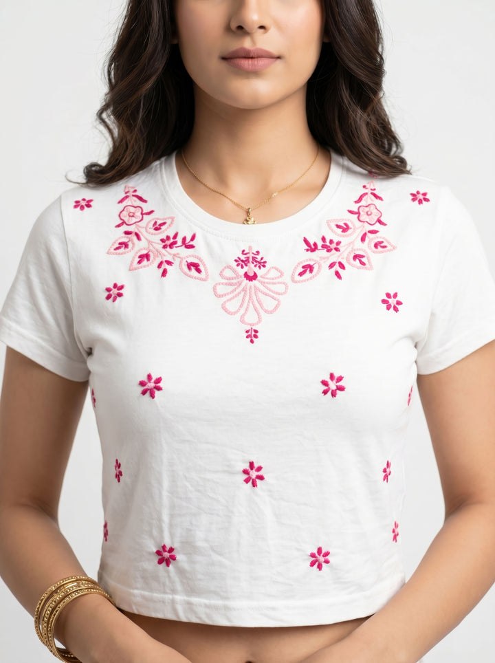 Jenny Chikankari short t shirt