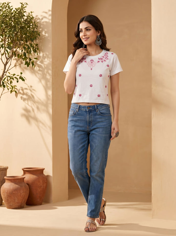 Jenny Chikankari short t shirt
