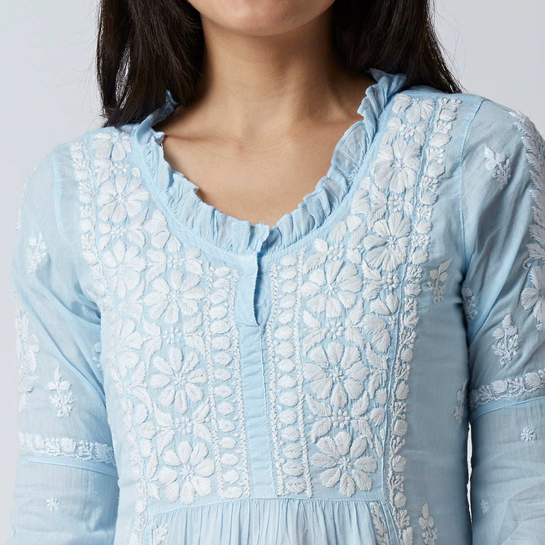 FARIA MUL COTTON CHIKANKARI NYRA KURTI