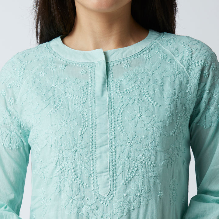 FAZEEN COTTON CHIKANKARI KURTI