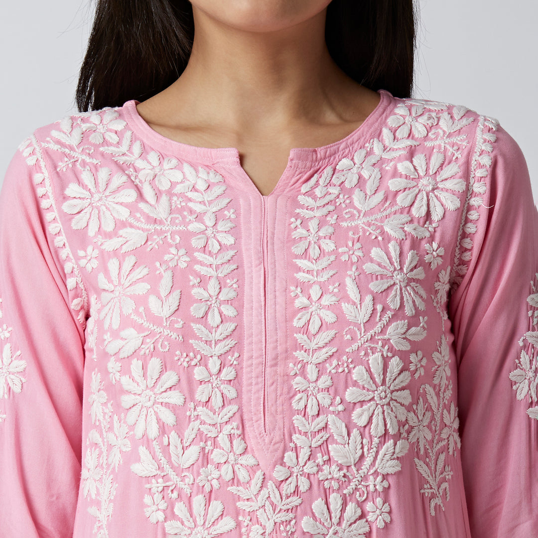 NEHA MODAL CHIKANKARI LONG KURTI