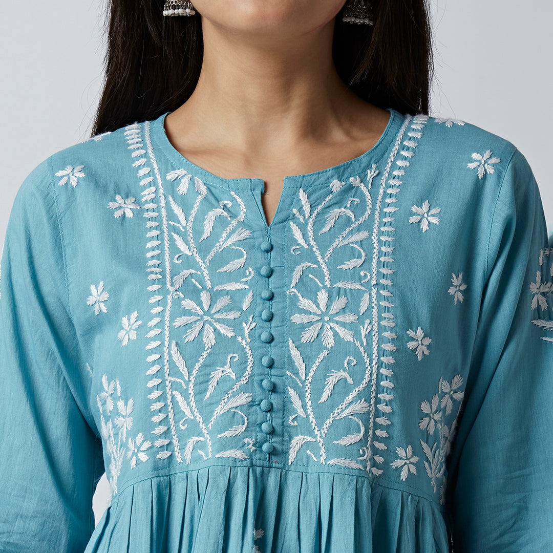 LUCIA COTTON CHIKANKARI SHORT KURTI