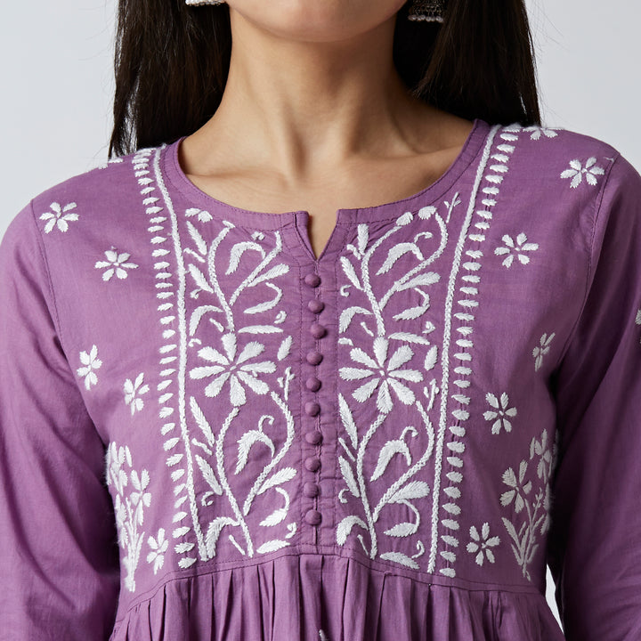 LUCIA COTTON CHIKANKARI SHORT KURTI