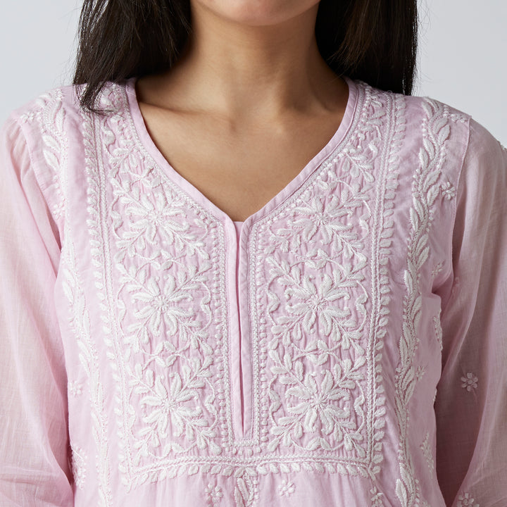 ELENA MUL COTTON CHIKANKARI SHORT KURTI