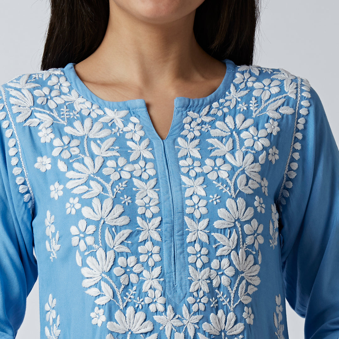 NEHA MODAL CHIKANKARI LONG KURTI