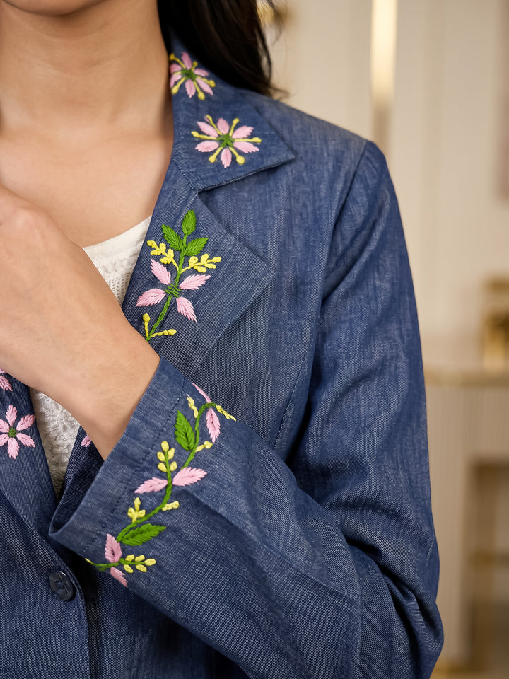 Chikankari Denim Jacket