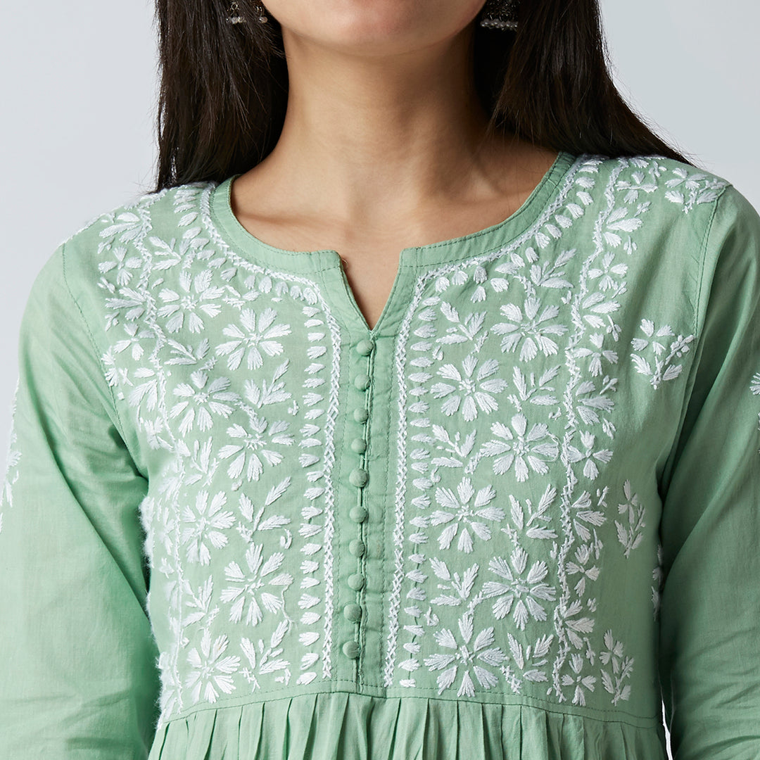 LUCIA COTTON CHIKANKARI SHORT KURTI