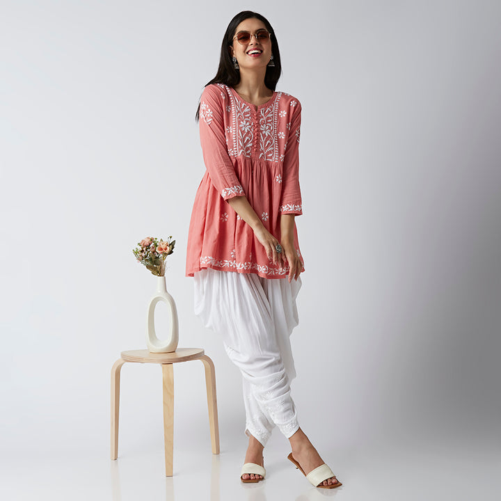 LUCIA COTTON CHIKANKARI SHORT KURTI