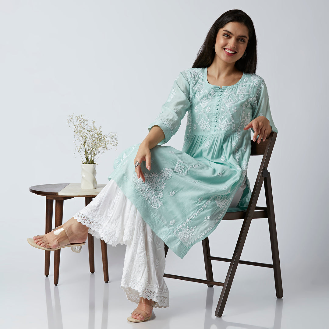 HEBA CHANDERI LONG KURTI