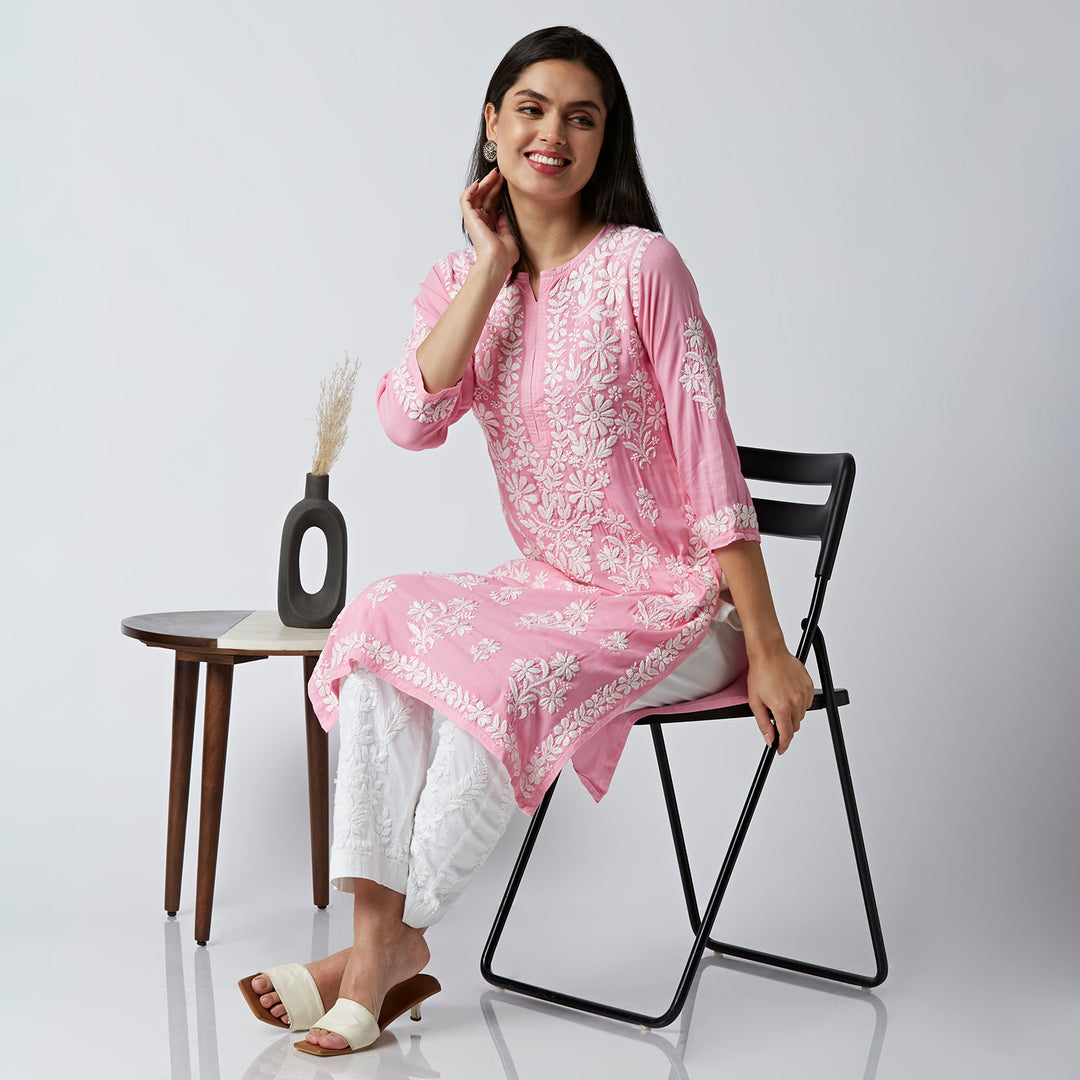 NEHA MODAL CHIKANKARI LONG KURTI