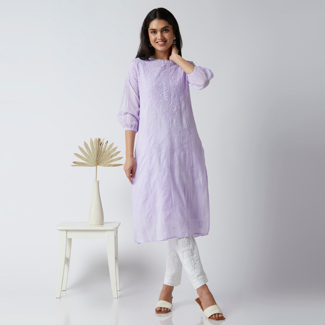 FAZEEN COTTON CHIKANKARI KURTI