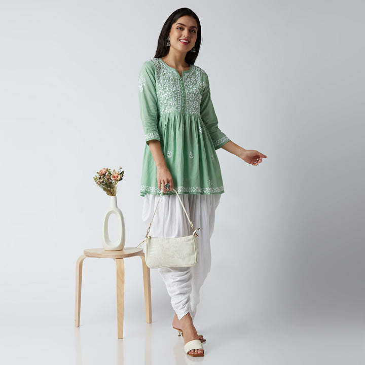 LUCIA COTTON CHIKANKARI SHORT KURTI