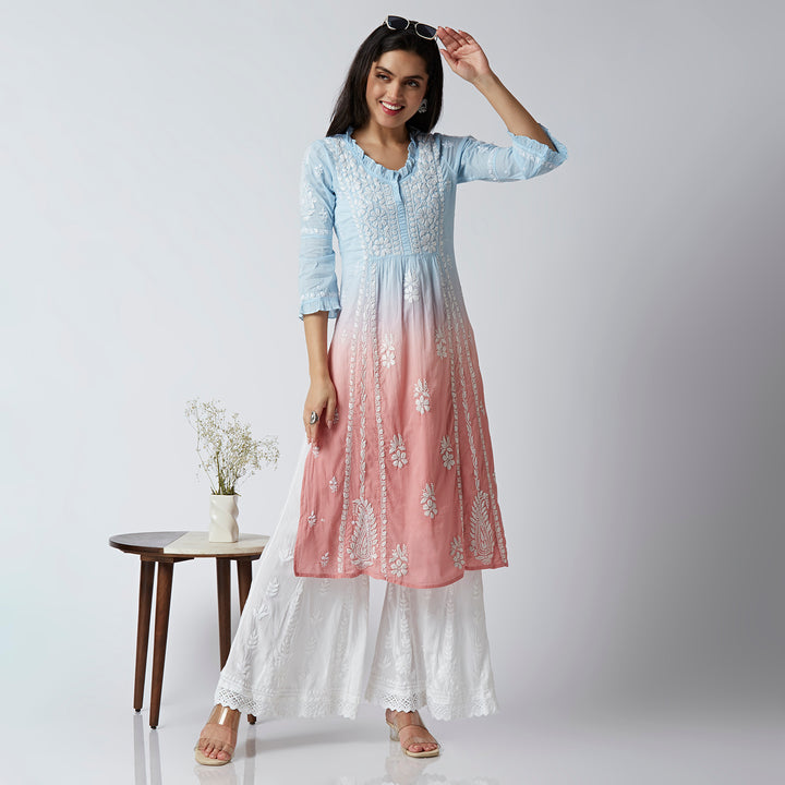 FARIA MUL COTTON CHIKANKARI NYRA KURTI