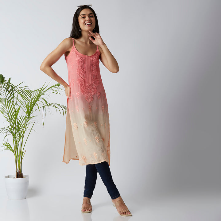 ANAIRA CREPE CHIKANKARI SPAGHETTI KURTI