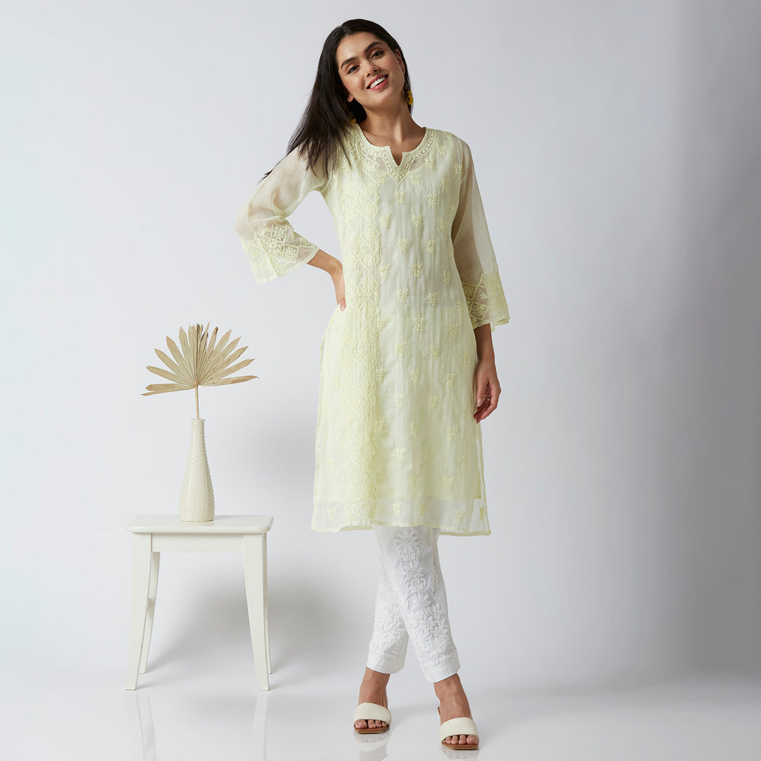 NAJMA KOTA DORIYA CHIKANKARI LONG KURTI