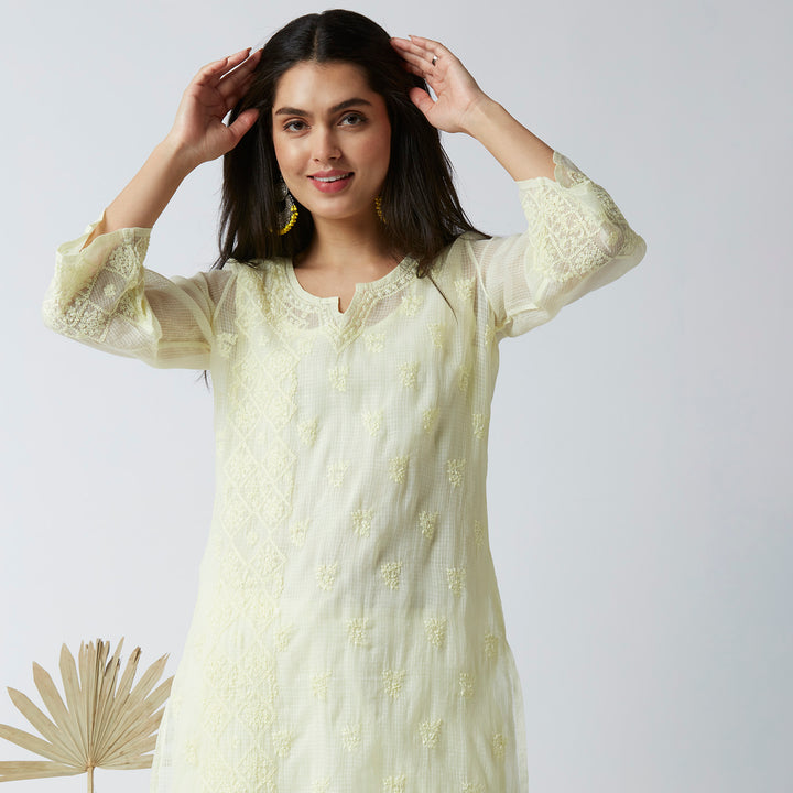 NAJMA KOTA DORIYA CHIKANKARI LONG KURTI