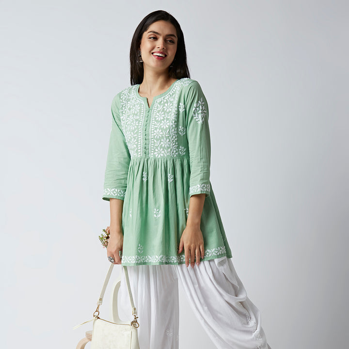 LUCIA COTTON CHIKANKARI SHORT KURTI