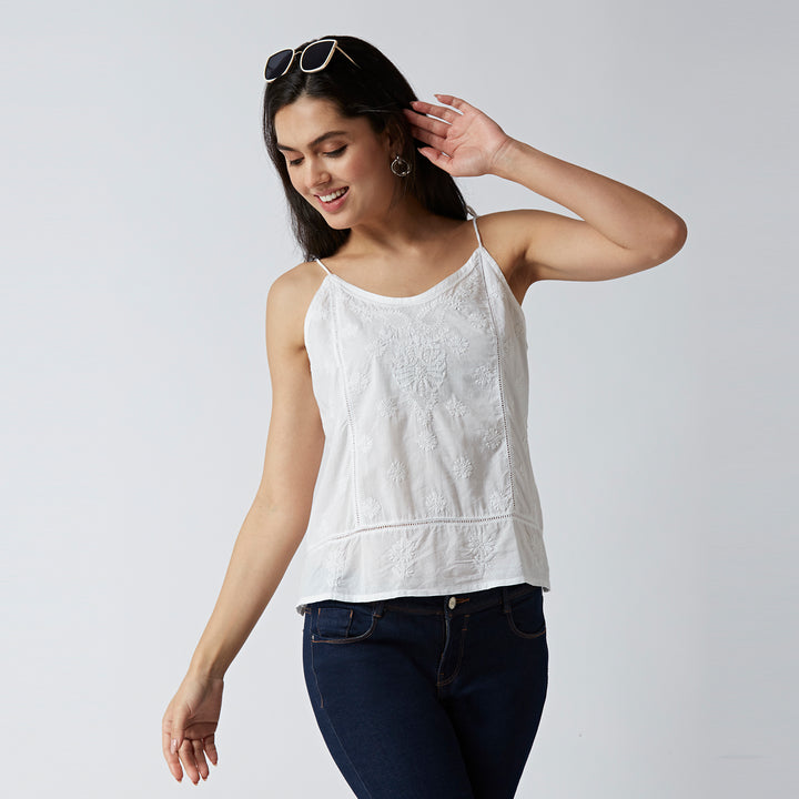 GENZ CUTE CHIKANKARI SHORT TOP