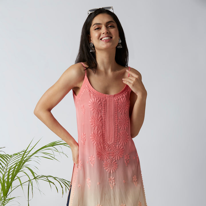 ANAIRA CREPE CHIKANKARI SPAGHETTI KURTI