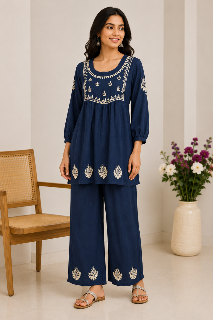 Cotton chikankari Co-ord set