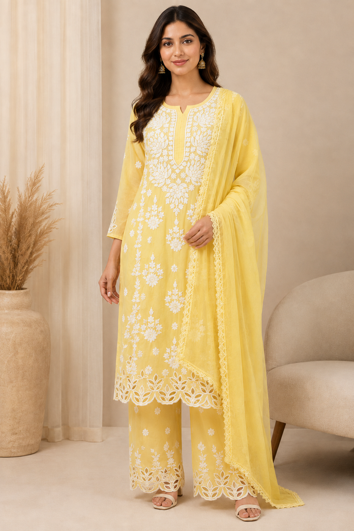Rooh Muslin Chikankari Dress