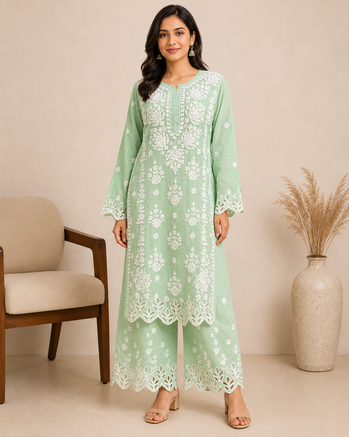 Rooh Muslin Chikankari Dress