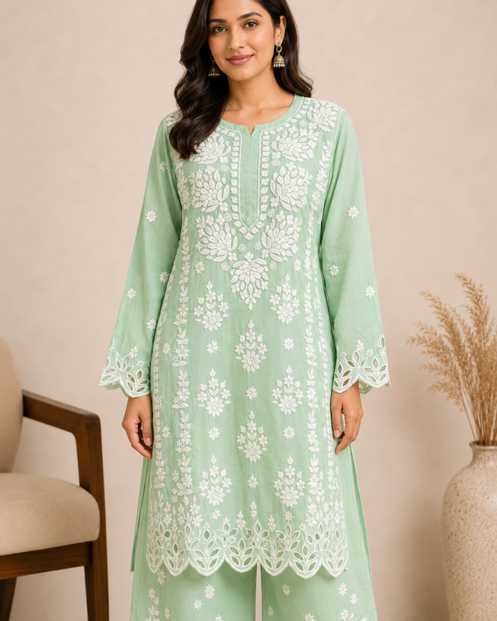 Rooh Muslin Chikankari Dress