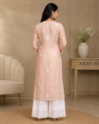 Anam Chanderi Chikankari Long kurti