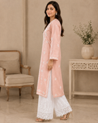 Anam Chanderi Chikankari Long kurti