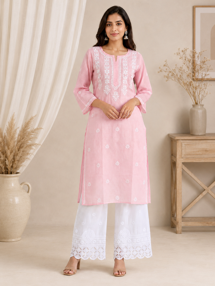 Anam Chanderi Chikankari Long kurti (Copy)