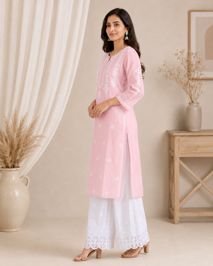 Anam Chanderi Chikankari Long kurti (Copy)